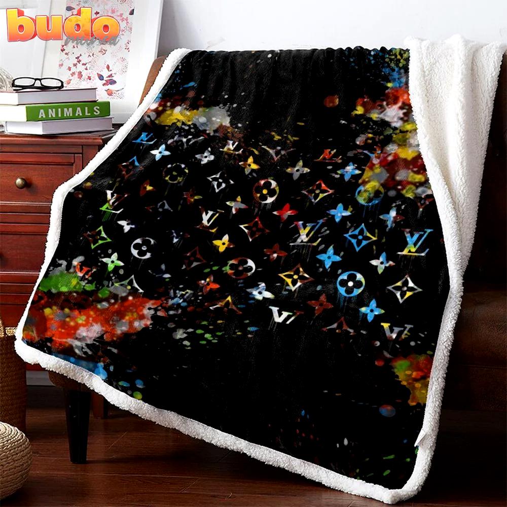Louis vuitton colorful fashion luxury brand premium blanket fleece home decor