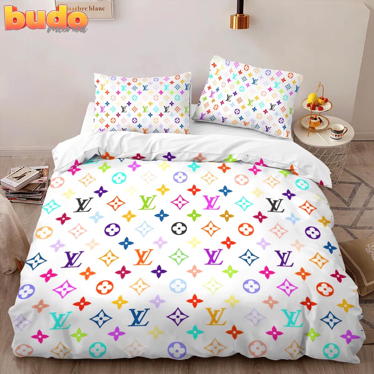 Louis vuitton colorful limited edition luxury brand bedding set bedspread duvet cover set home decor