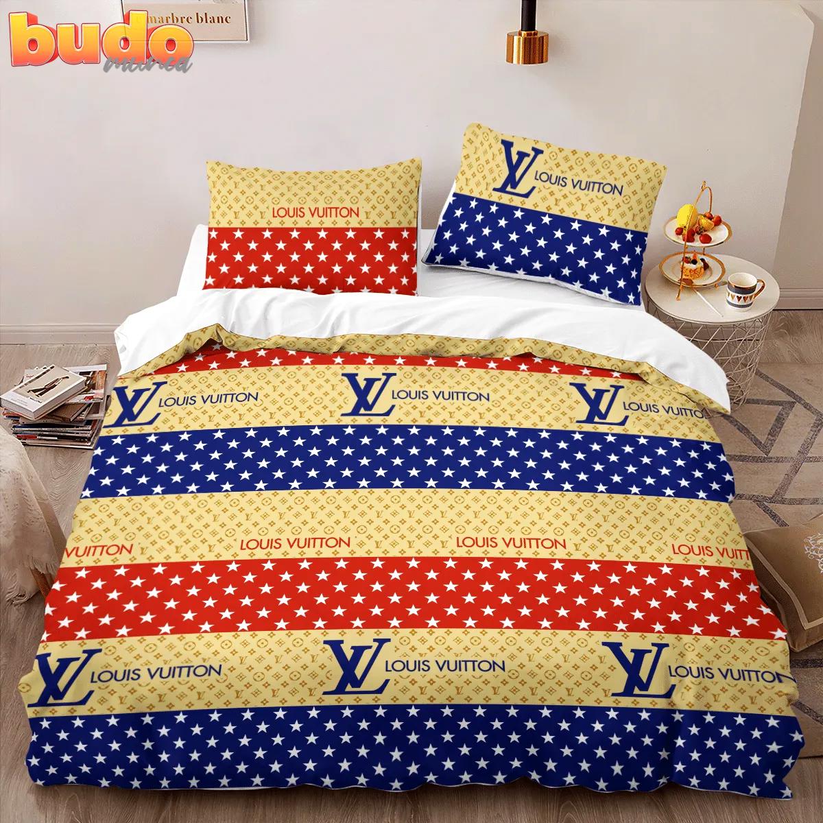 Louis vuitton colorful luxury brand high-end bedding set lv home decor