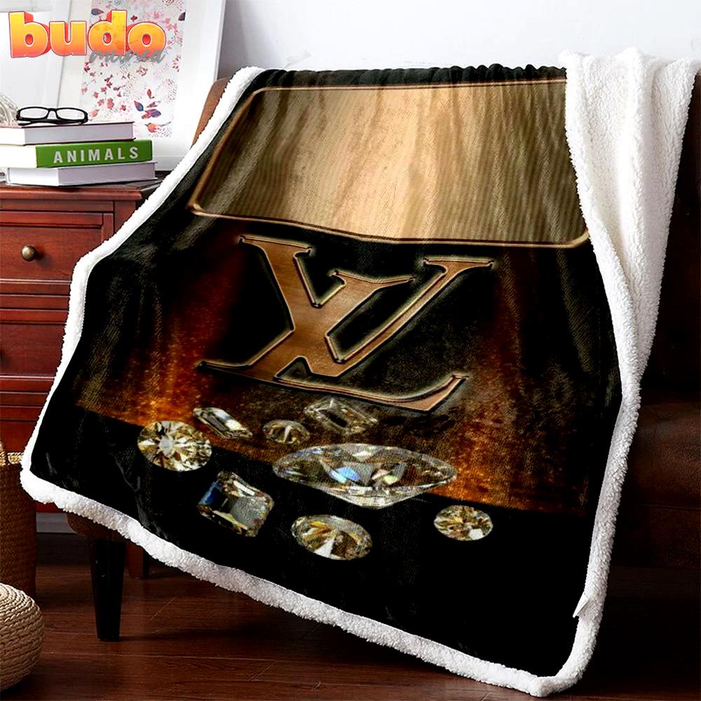 Louis vuitton diamon fashion logo luxury brand premium blanket fleece home decor