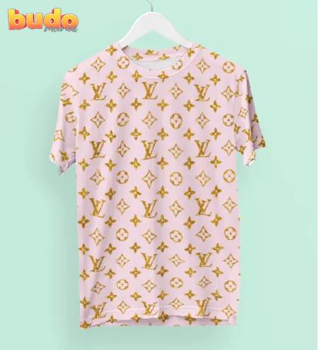 Louis vuitton golden logo cream luxury brand premium t-shirt outfit for men women