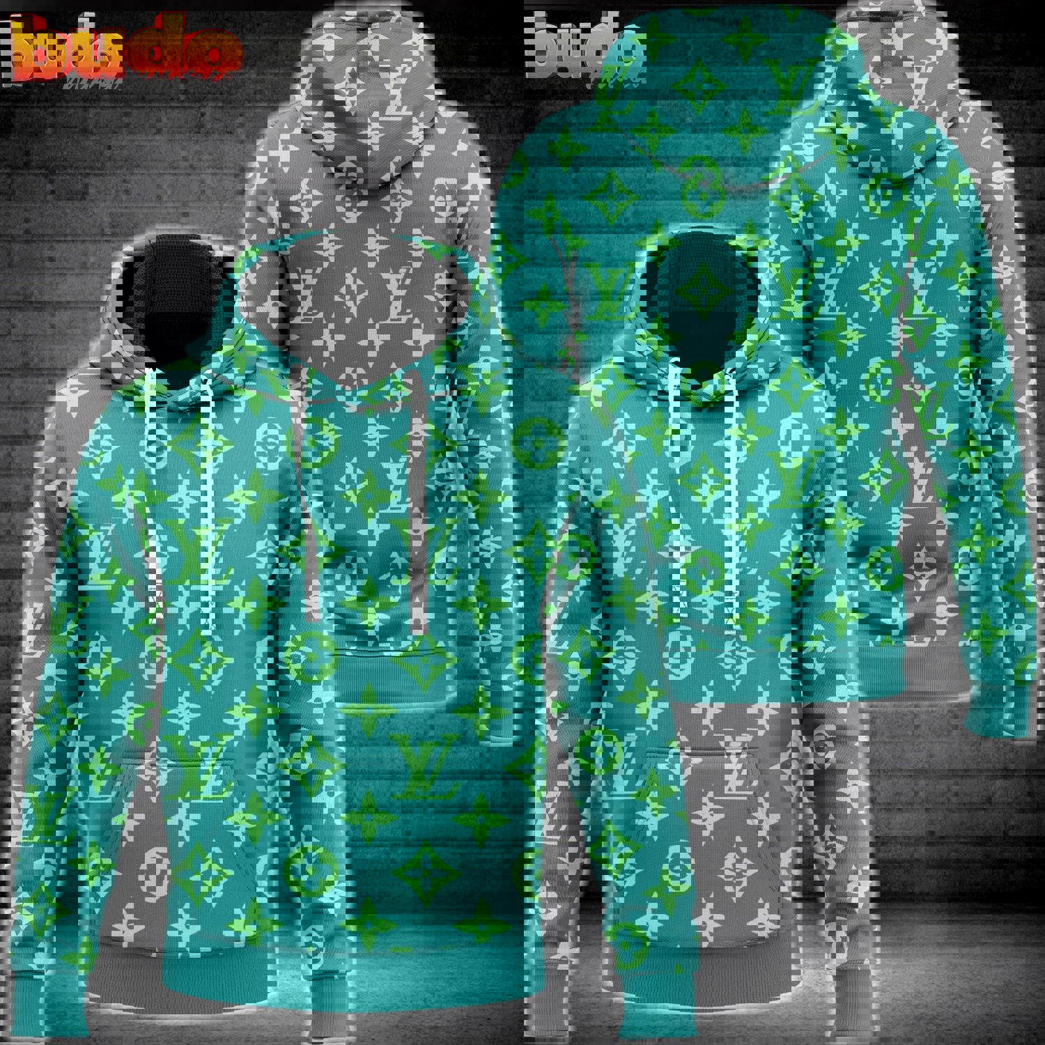 Louis vuitton green logo fashion luxury brand hoodie for men women