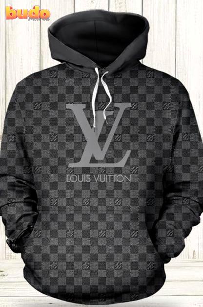 Louis vuitton grey logo fashion luxury brand hoodie for men women