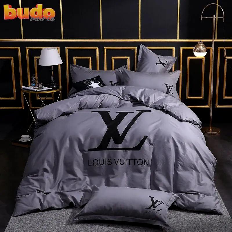 Louis vuitton grey luxury brand high-end bedding set lv home decor
