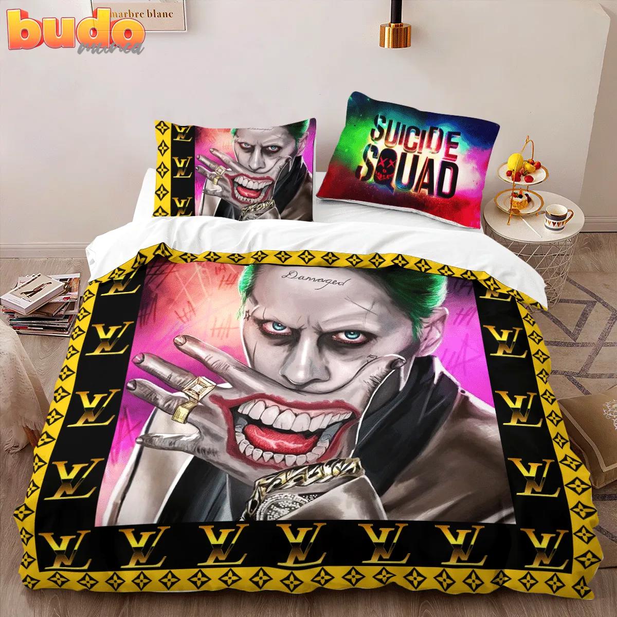 Louis vuitton joker suicide squad luxury brand bedding set bedspread duvet cover set home decor