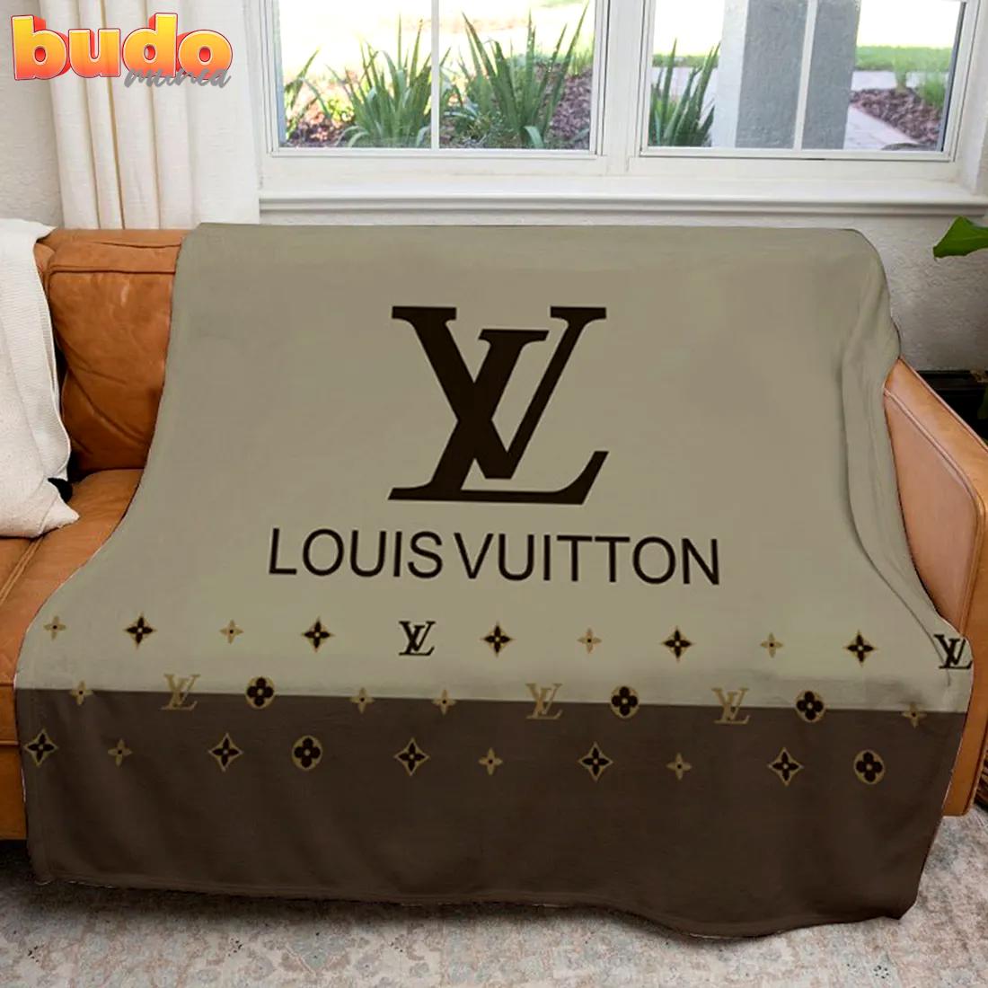 Louis vuitton light grey luxury brand premium blanket fleece home decor