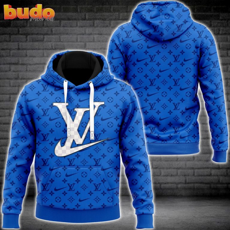 Louis vuitton logo blue premium unisex hoodie for men women luxury brand