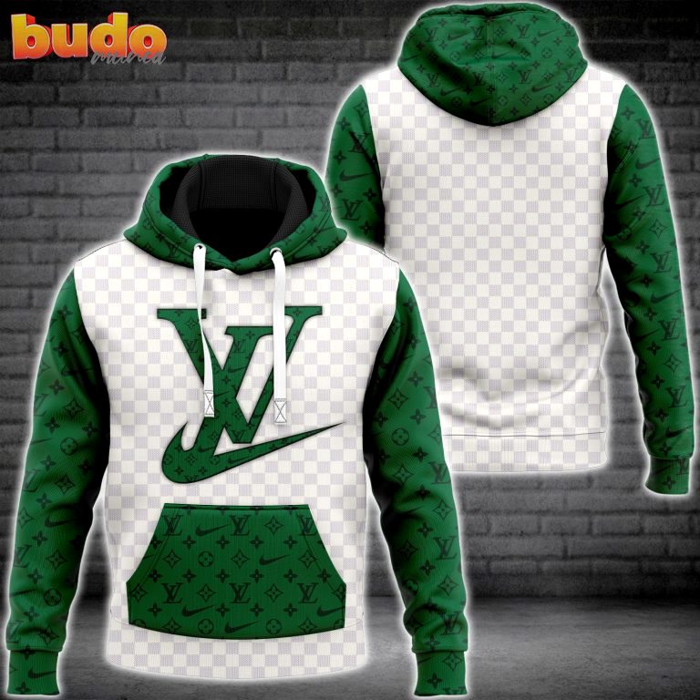 Louis vuitton logo green white premium unisex hoodie for men women luxury brand