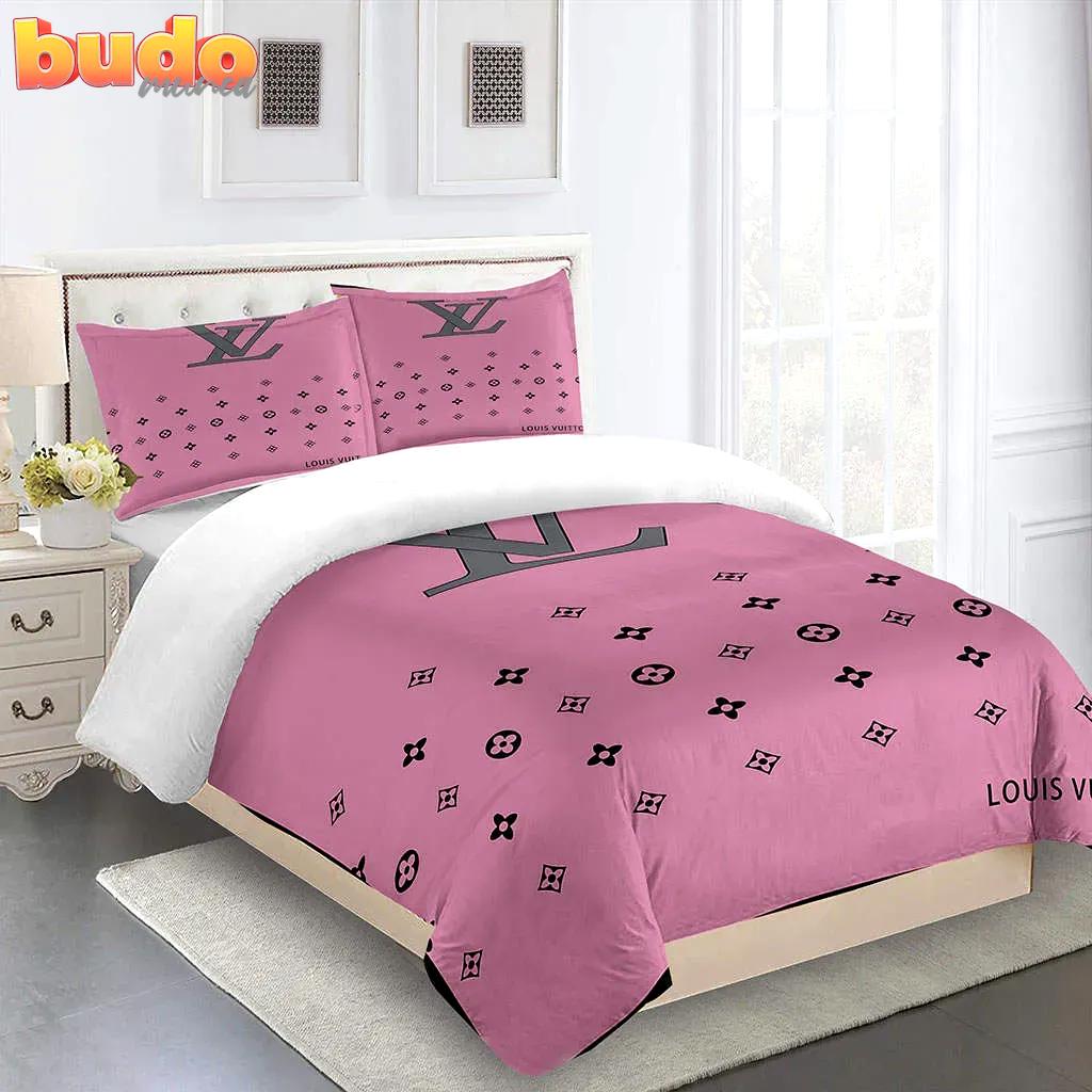 Louis vuitton pink luxury brand limited premium fashion bedding set home decor