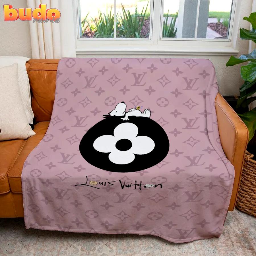 Louis vuitton snoopy pinky luxury brand premium blanket fleece home decor