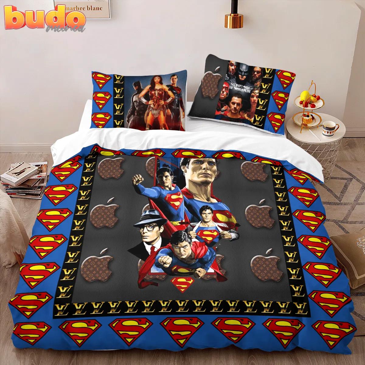 Louis vuitton superman logo edition luxury brand high-end bedding set lv home decor