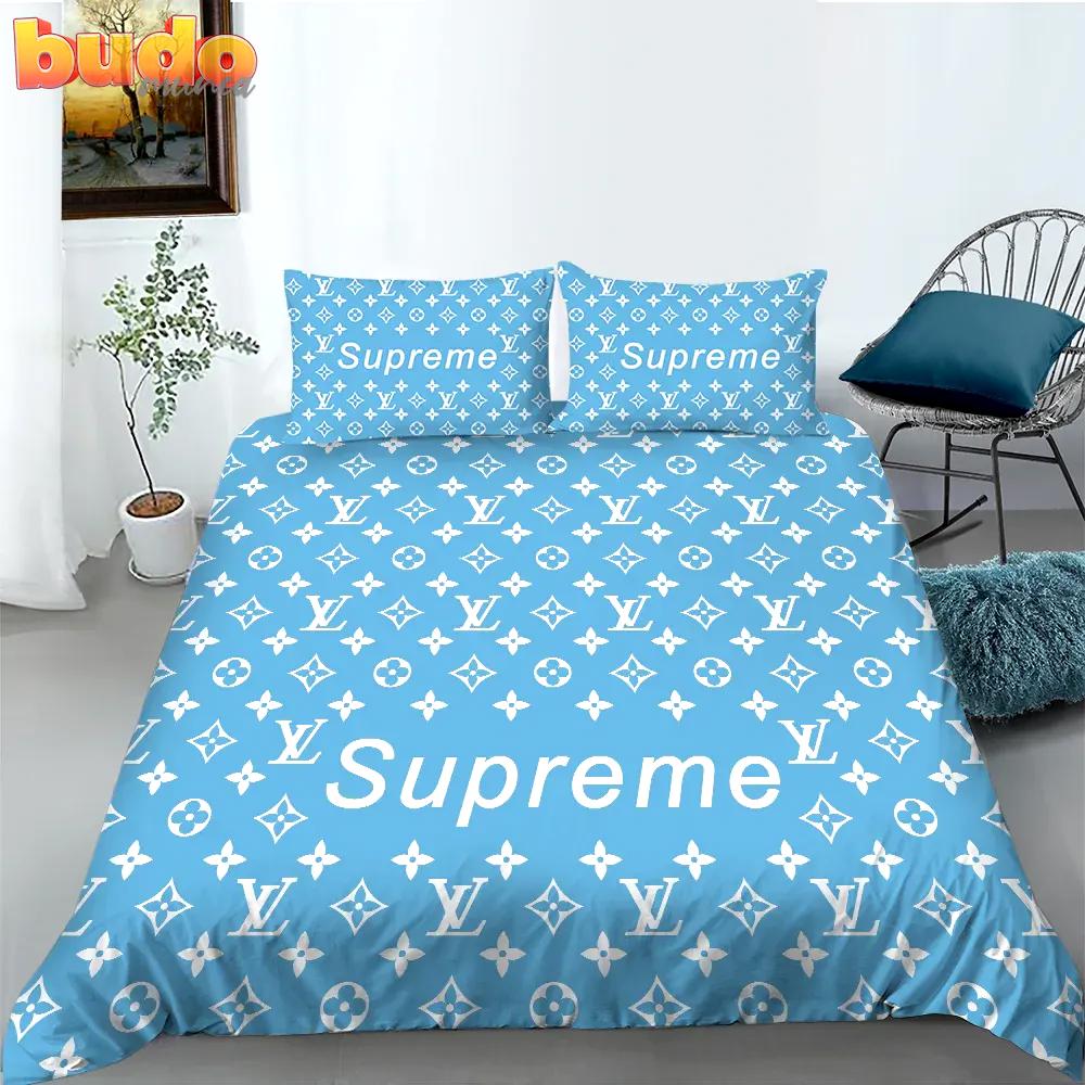 Louis vuitton supreme blue luxury fashion brand bedding set bedspread duvet cover set