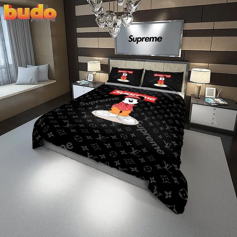 Louis vuitton supreme luxury mickey french fashion bedding sets duvet cover bedroom sets bedset