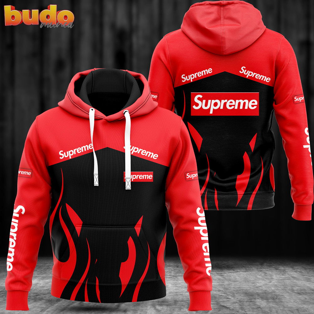 Louis vuitton supreme red black luxury brand hoodie for men women
