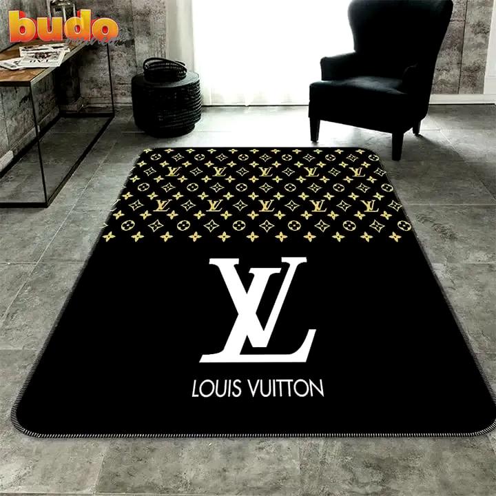 Louis vuitton white logo black rug carpet home decor luxury brand