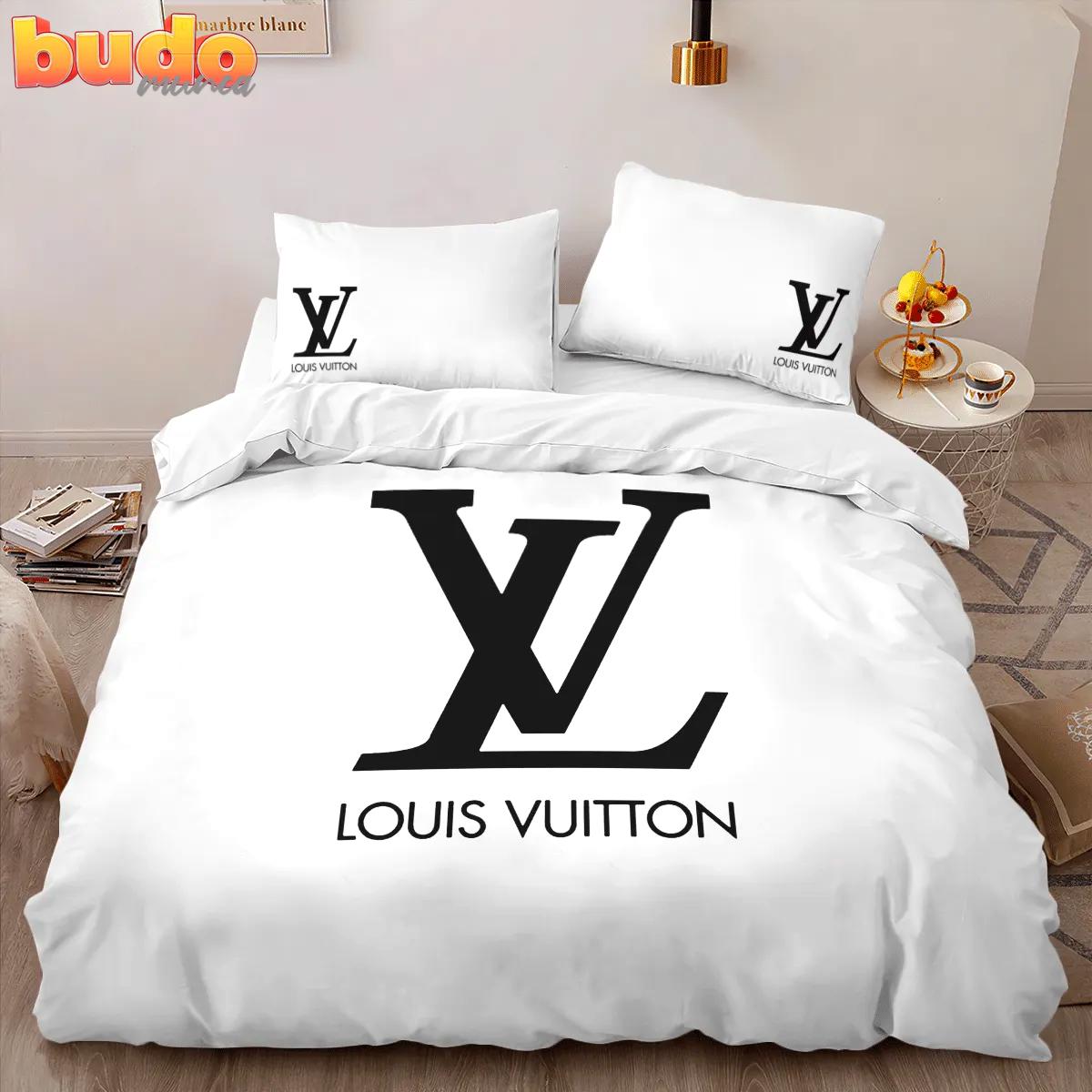Louis vuitton white luxury brand high-end bedding set lv home decor