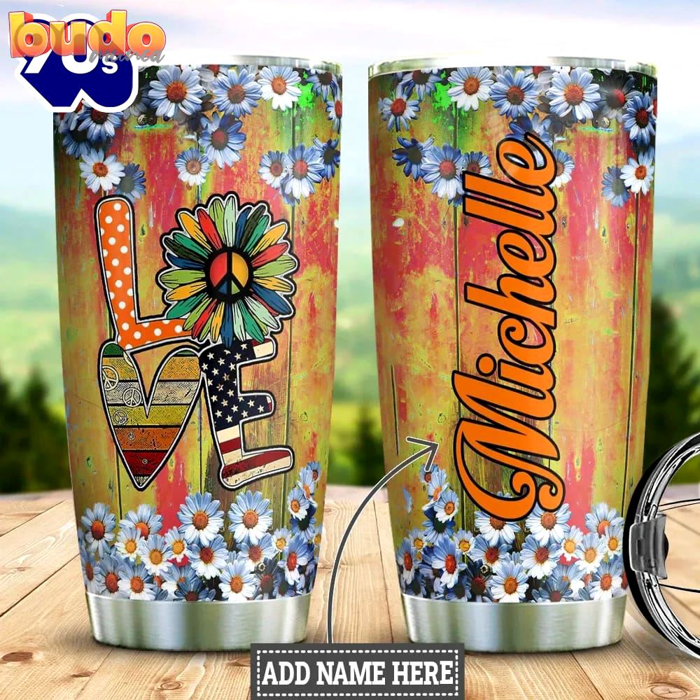 Love hippie personalized tumbler