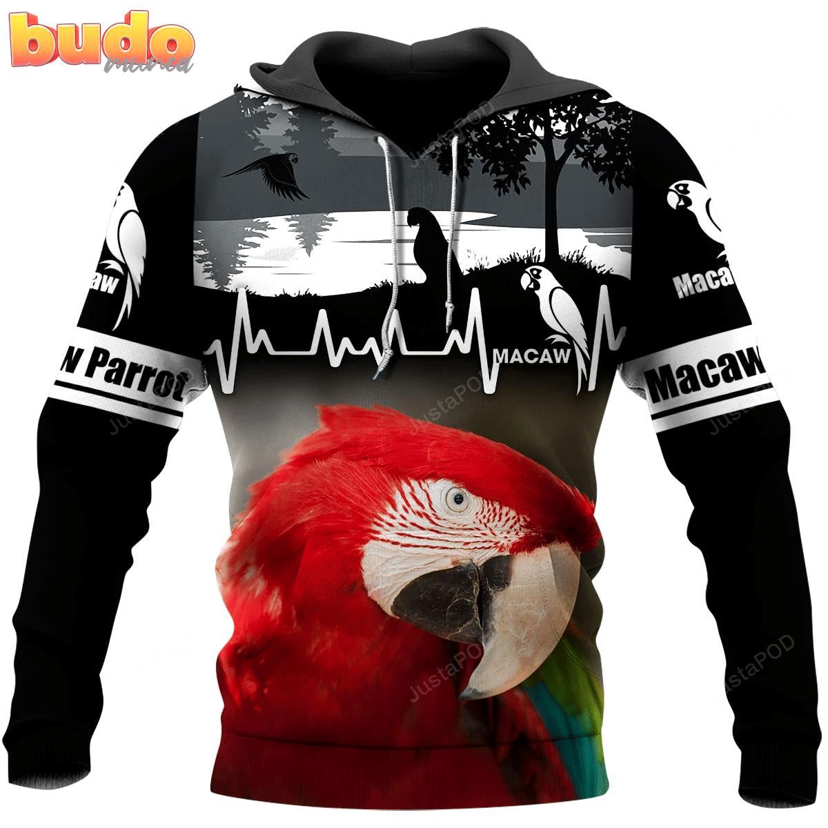 Love macaw parrot 3d all over printed hoodie, zip- up hoodie
