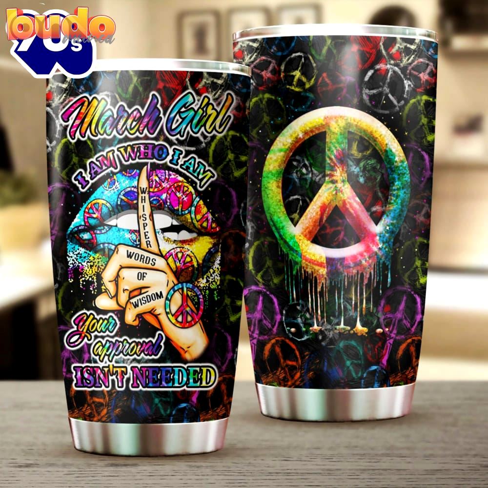 March girl hippie personalized tumbler