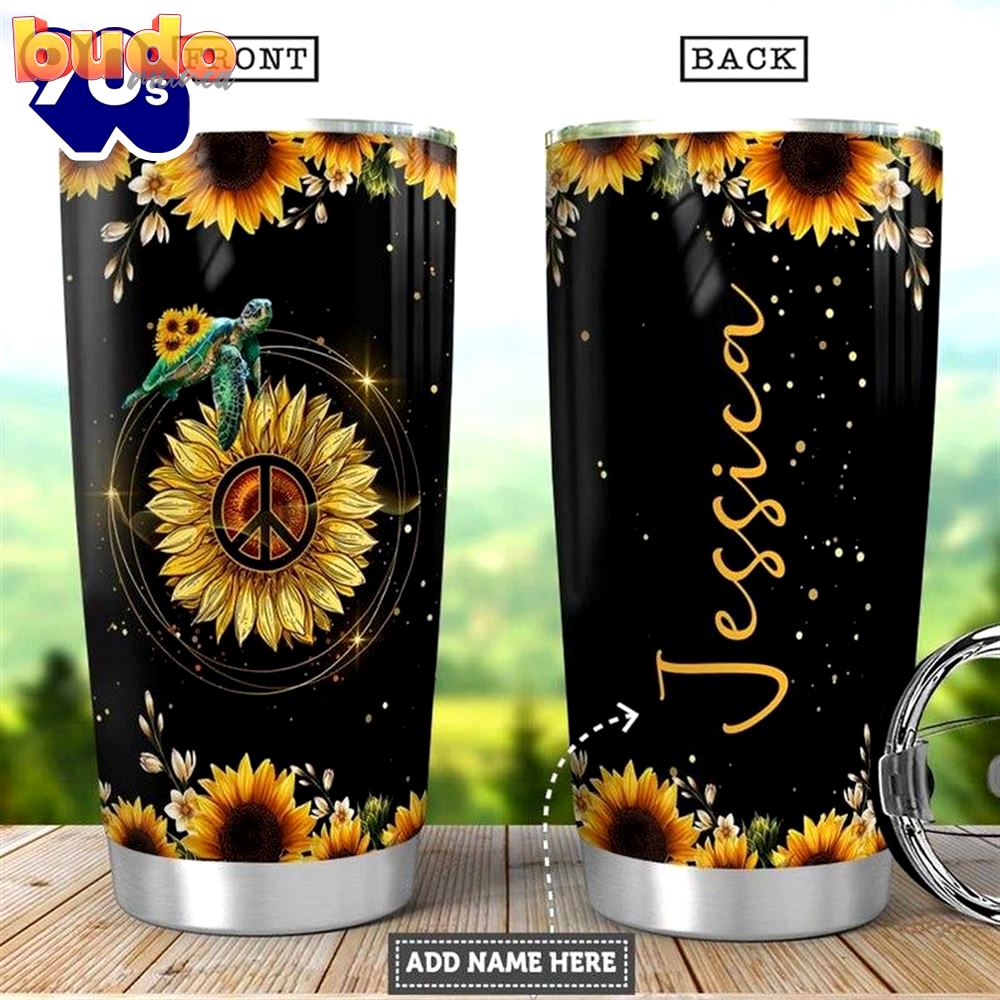 Mother turtle sunflower personalized hippie…