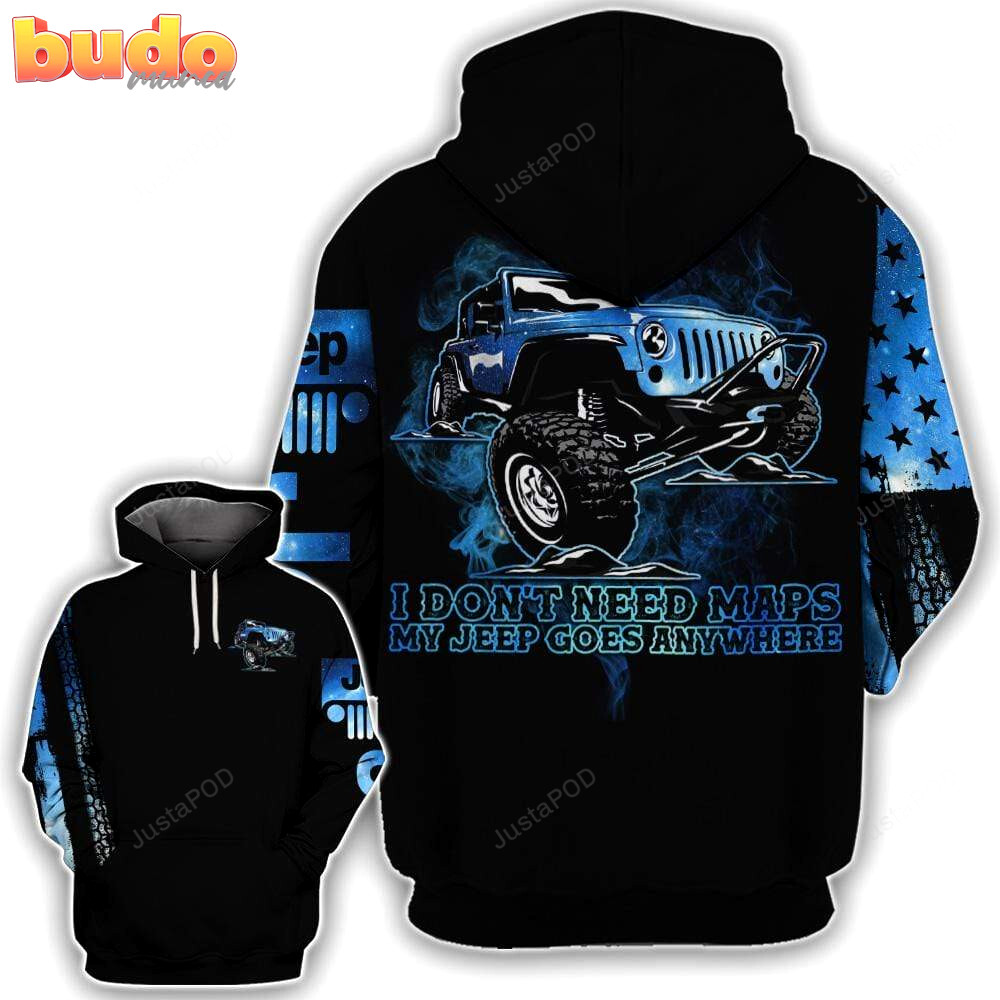 My jeep goes anywhere 3d all print hoodie, zip- up hoodie