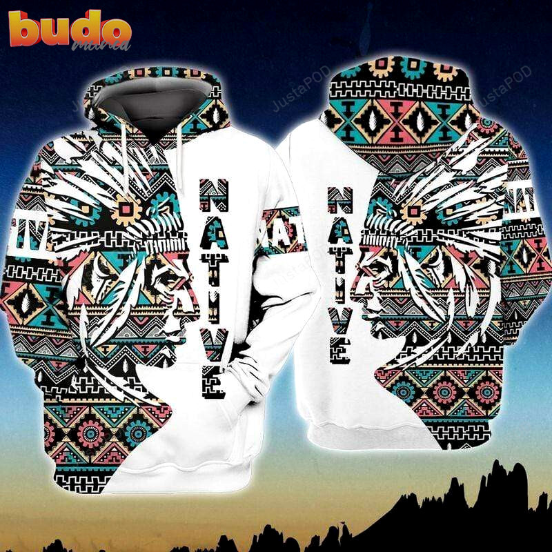 Native chief tribal pattern 3d all print hoodie, zip- up hoodie