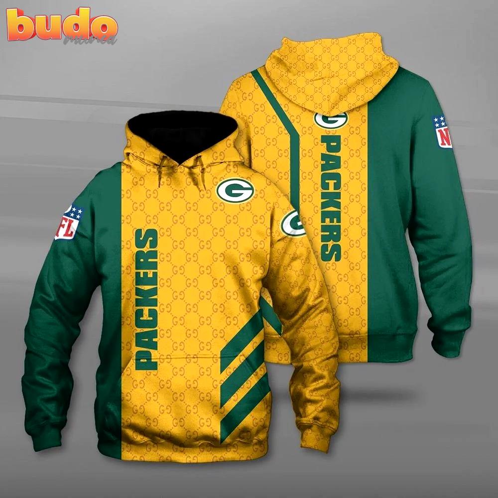 Nfl green bay packers gucci pattern men and women 3d full printing hoodie