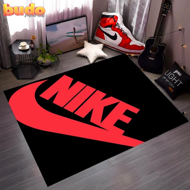 Nike red logo black rug carpet home decor luxury brand special gift