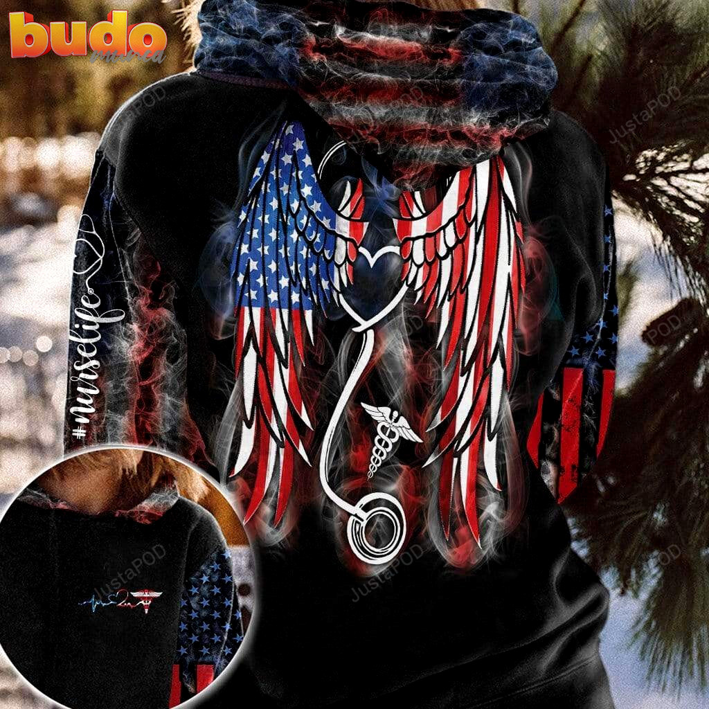 Nurse life love wings 3d all print hoodie, zip- up hoodie