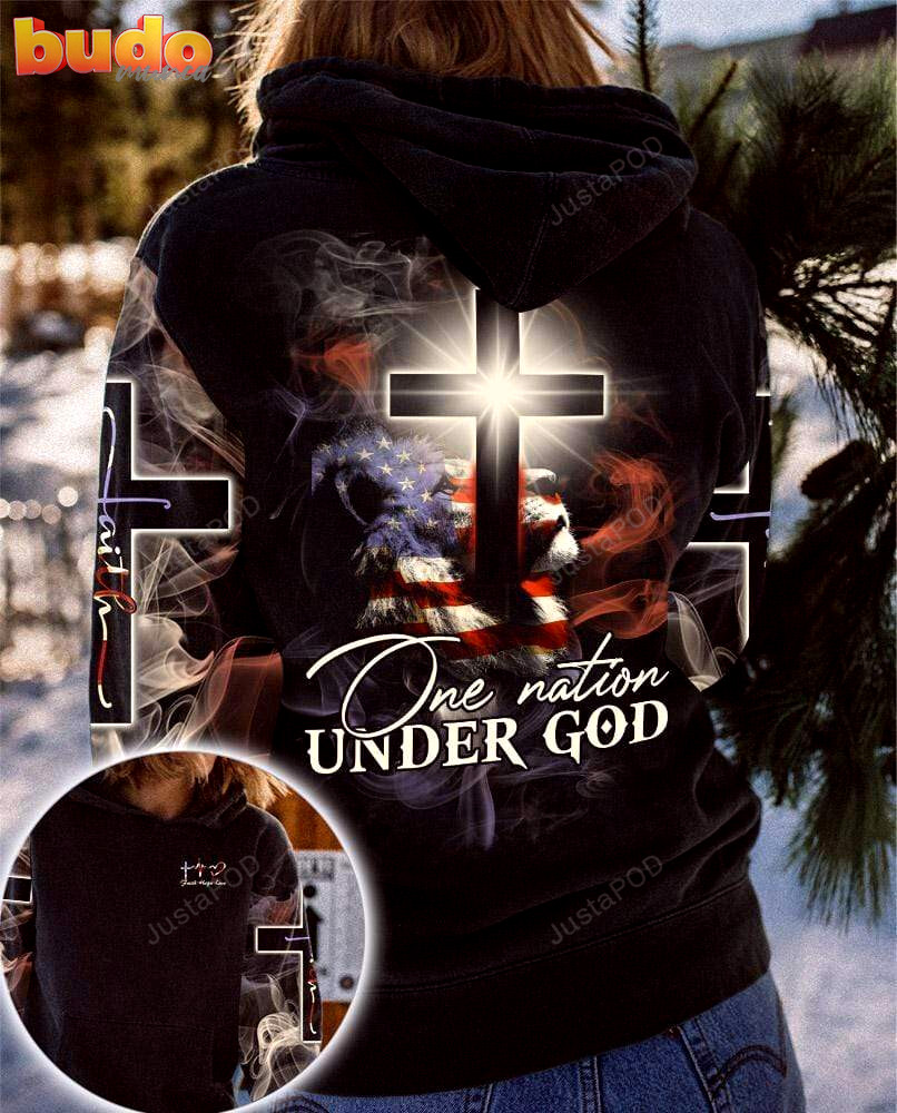 One nation under god lion light 3d all print hoodie, zip- up hoodie