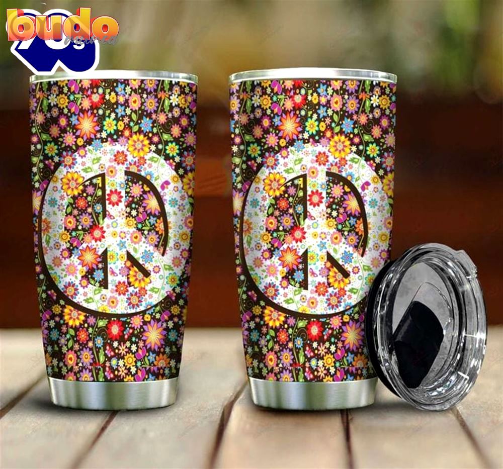 Peace flower pattern hippie tumbler