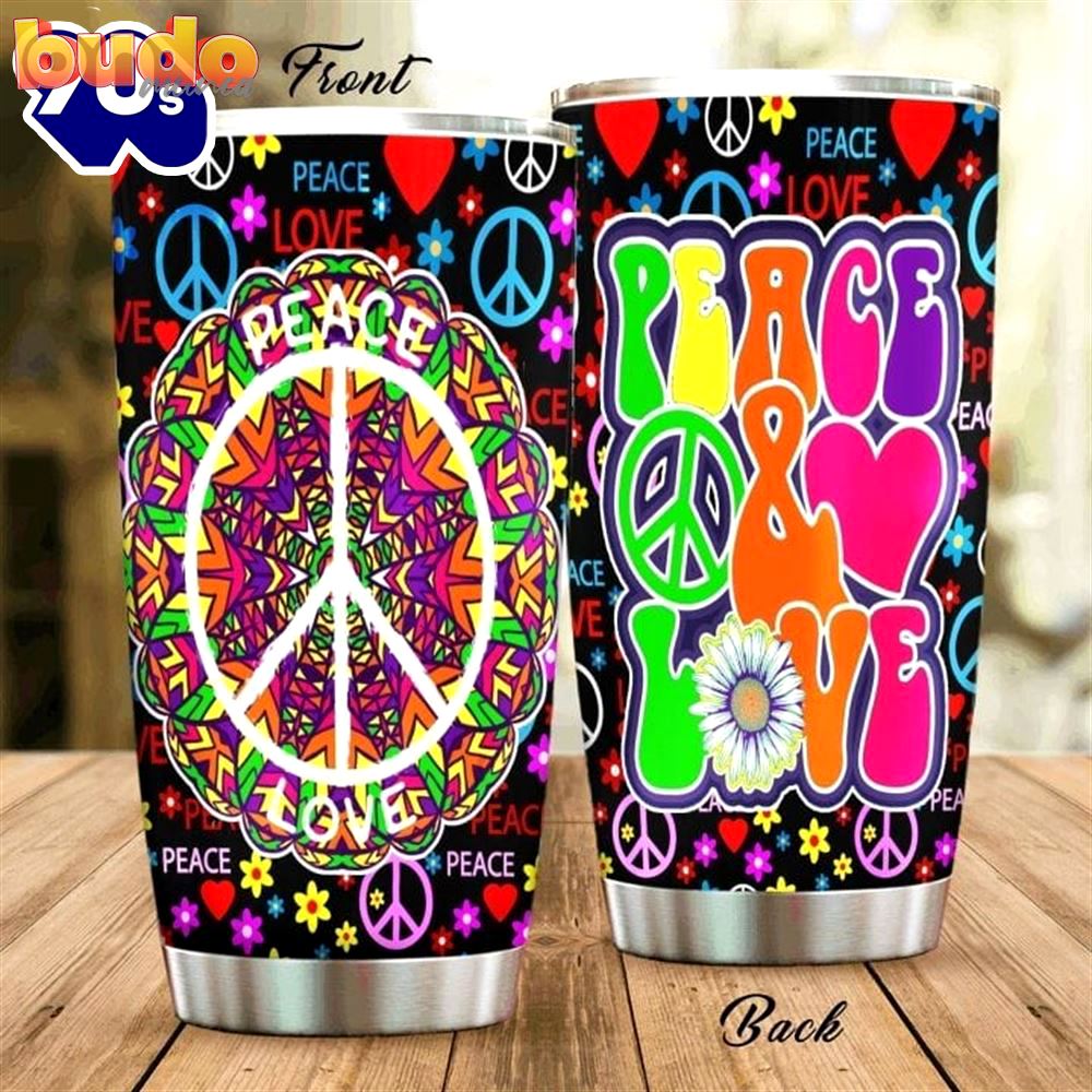 Peace love hippie tumbler 3d