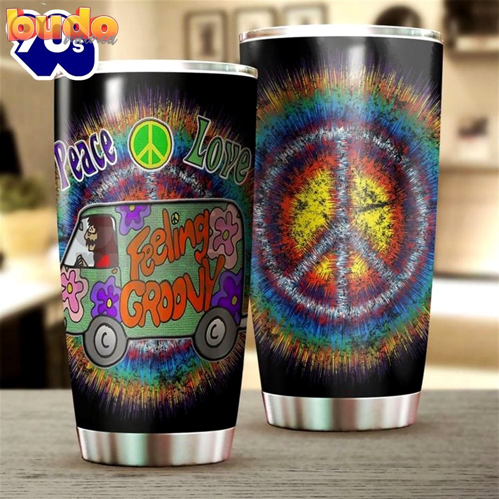 Peace love hippie van tumbler