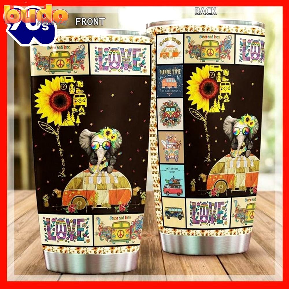Peace love sunflower elephant hippie…