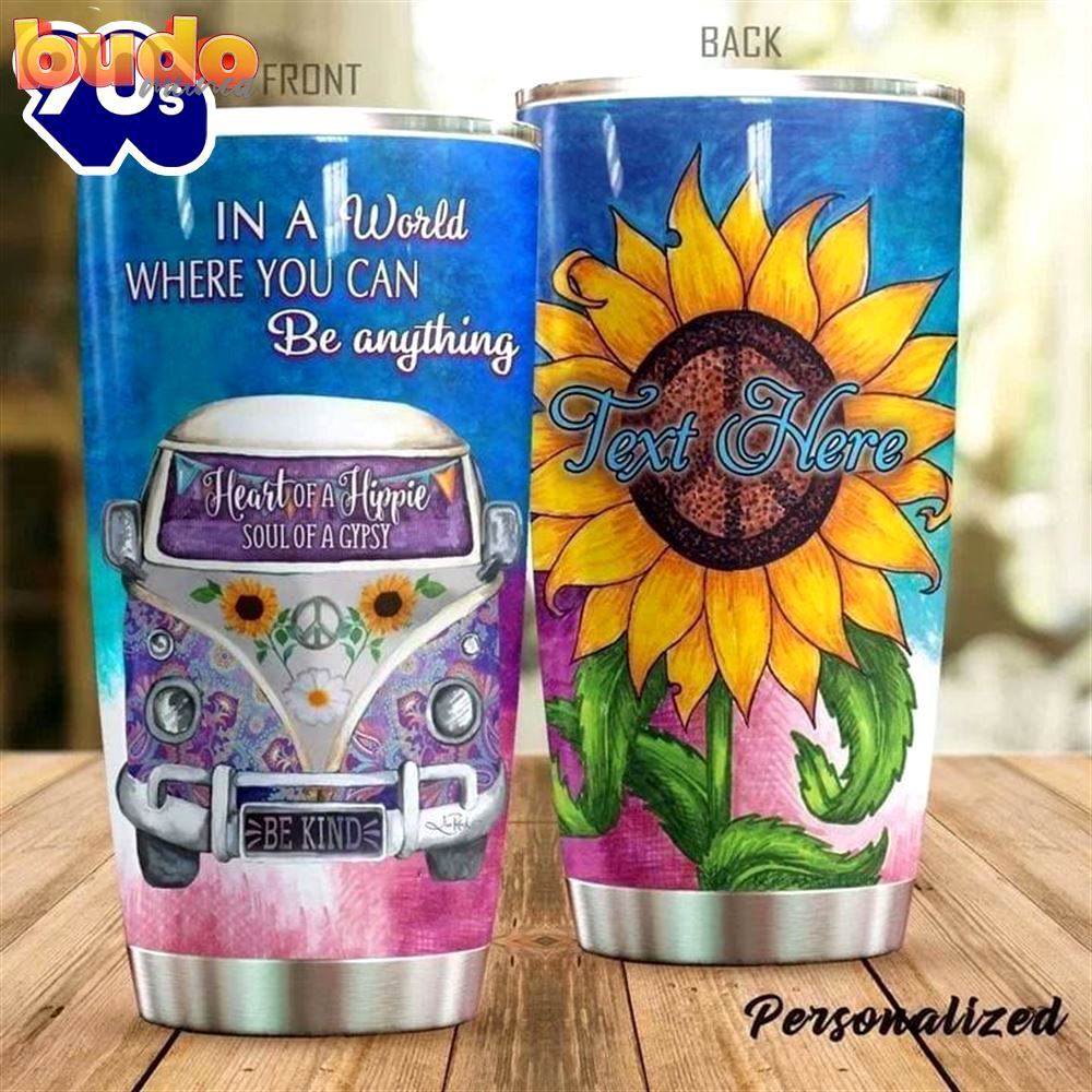 Personalized be kind sunflower hippie…