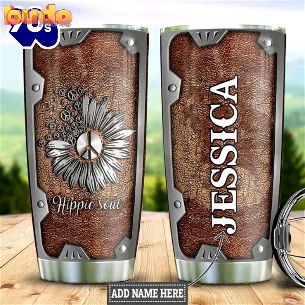 Personalized hippie sunflower metal leather…