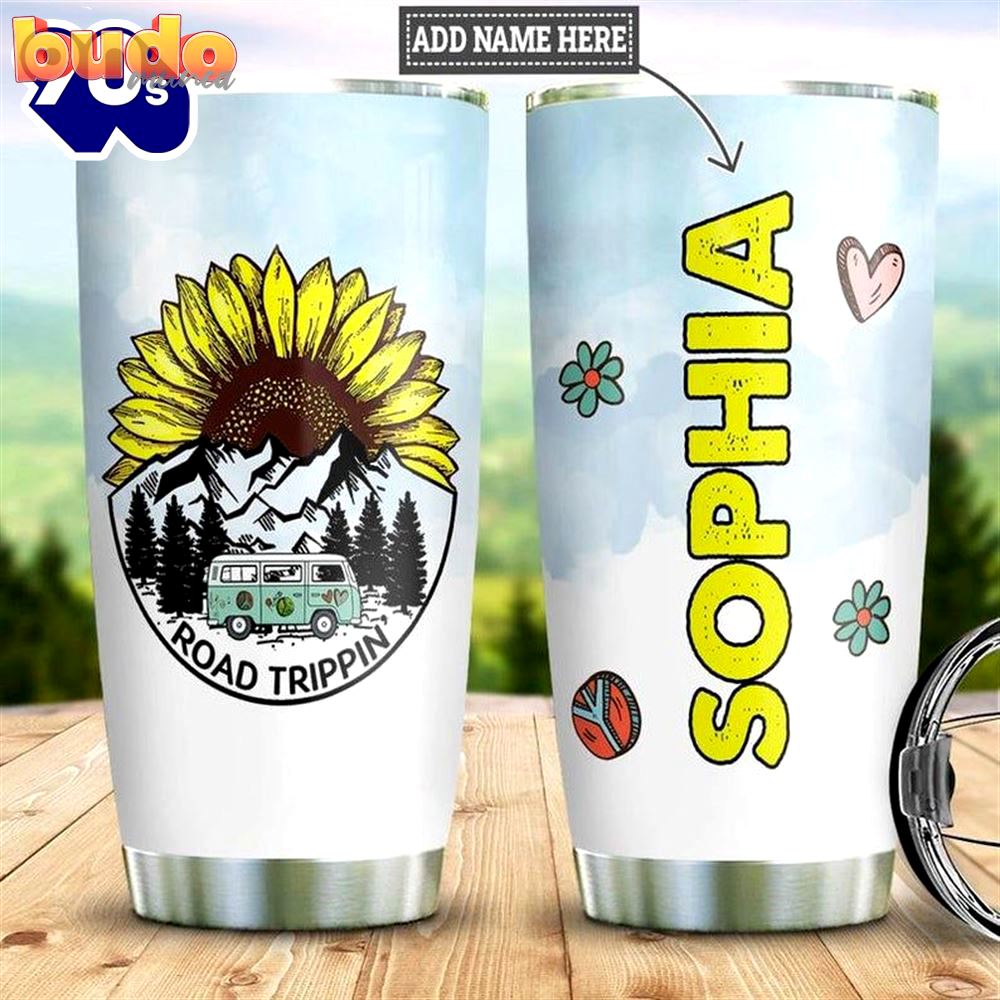 Personalized hippie sunflower road trippin…