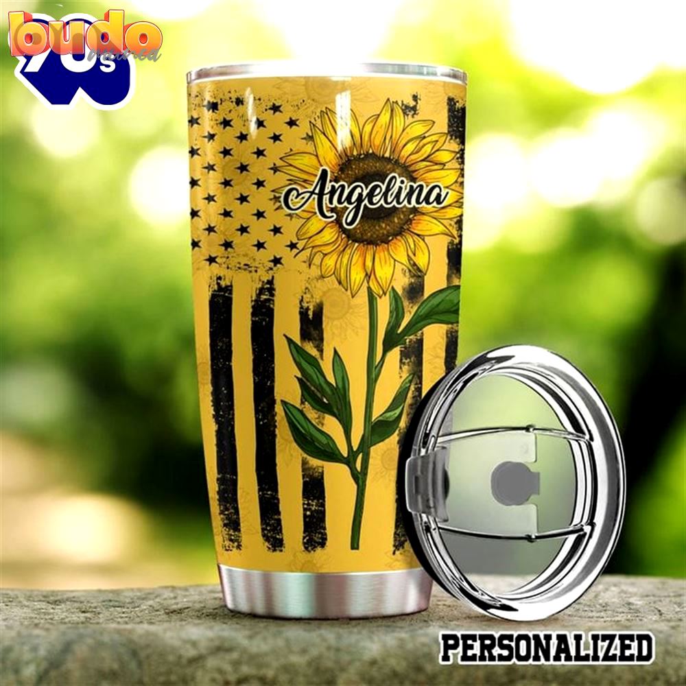 Personalized sunflower american flag hippie…