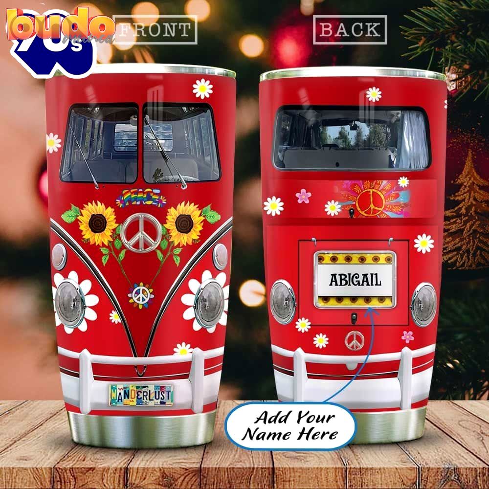 Red hippie van peace personalized…