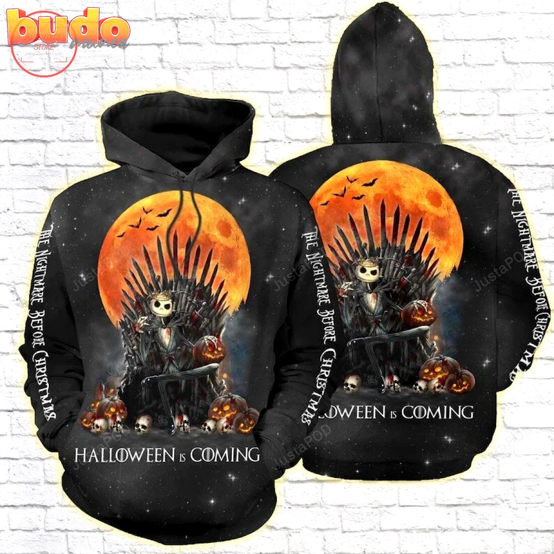 Scary jack skellington halloween is coming 3d all over printed hoodie, zip- up hoodie