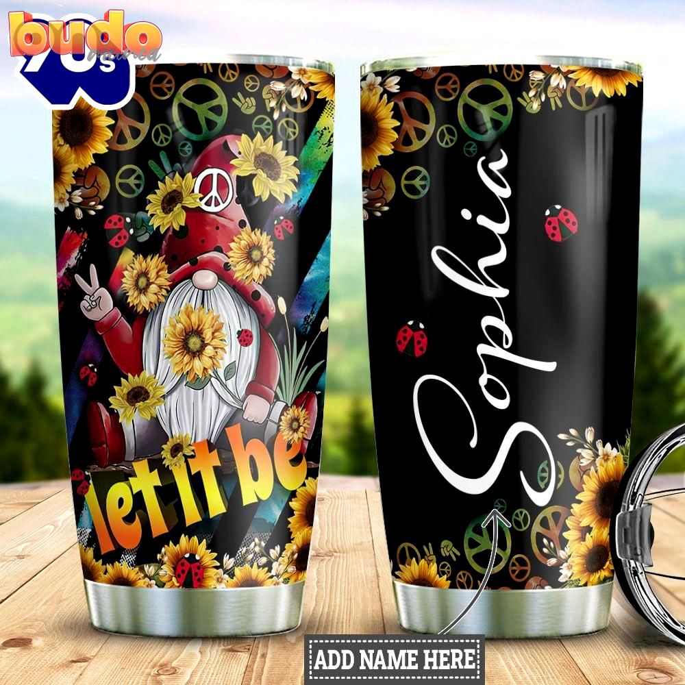 Sunflower hippie gnome personalized tumbler