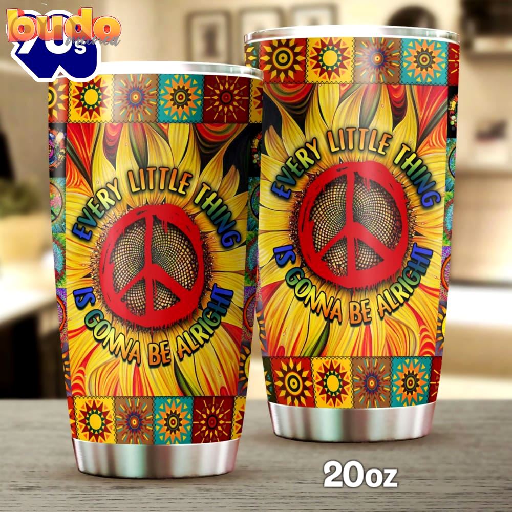 Sunflower peace hippie personalized tumbler