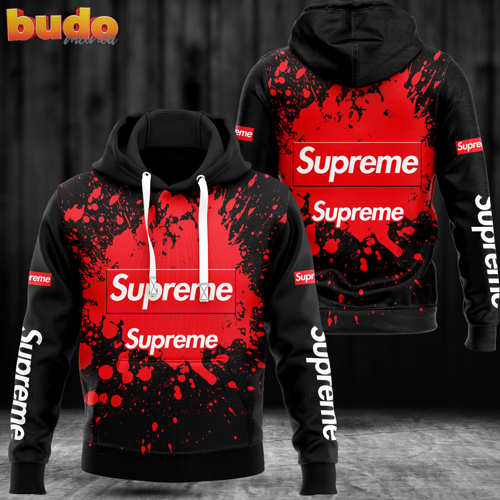 Supreme black paint luxury brand hoodie for men women