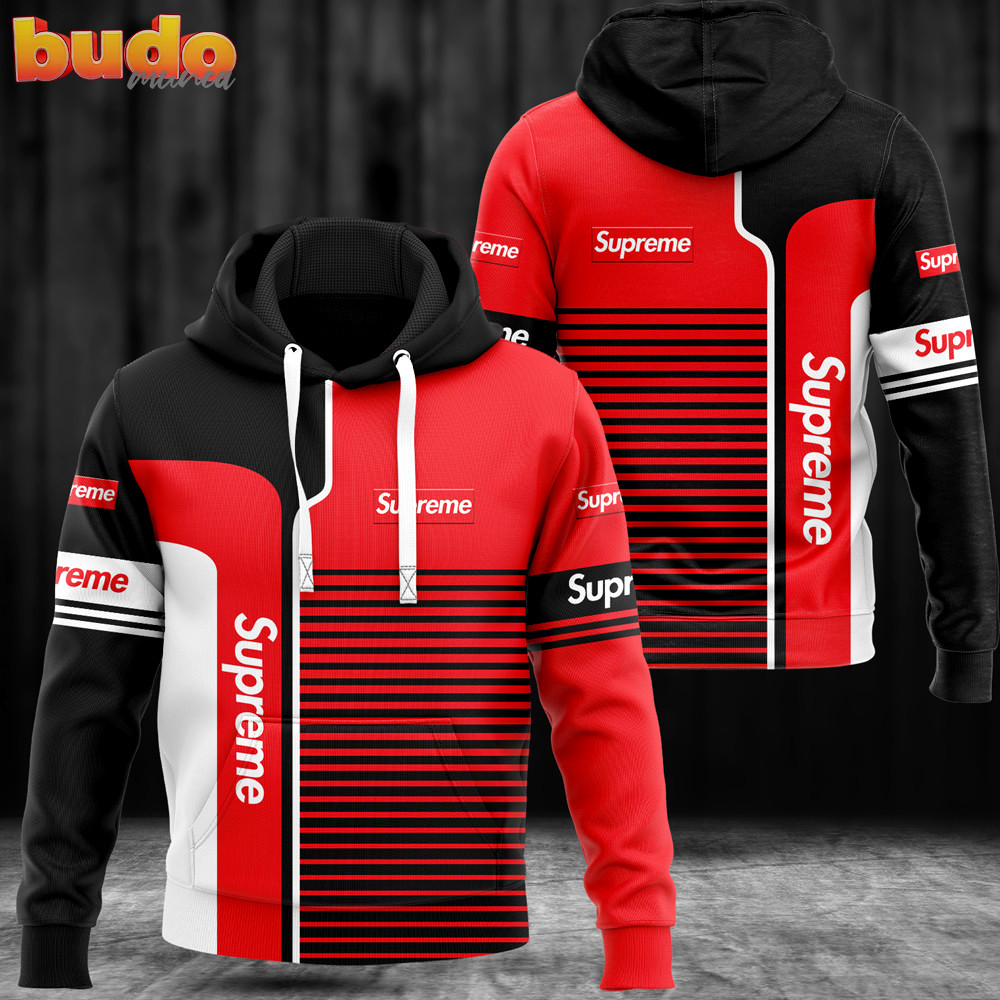Supreme black red luxury brand premium hoodie for men women