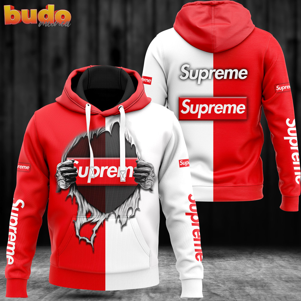 Supreme red white fashion luxury brand hoodie for men women