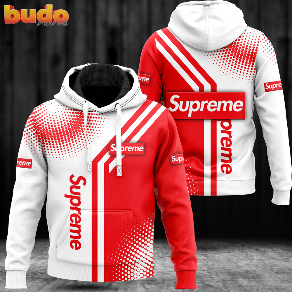 Supreme red white fashion luxury brand premium hoodie for men women