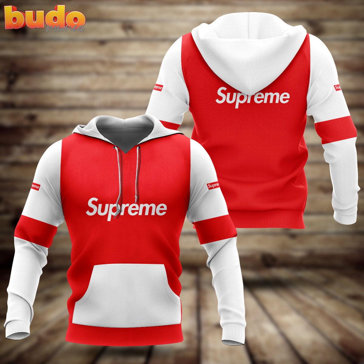 Supreme red white luxury brand premium hoodie for men women