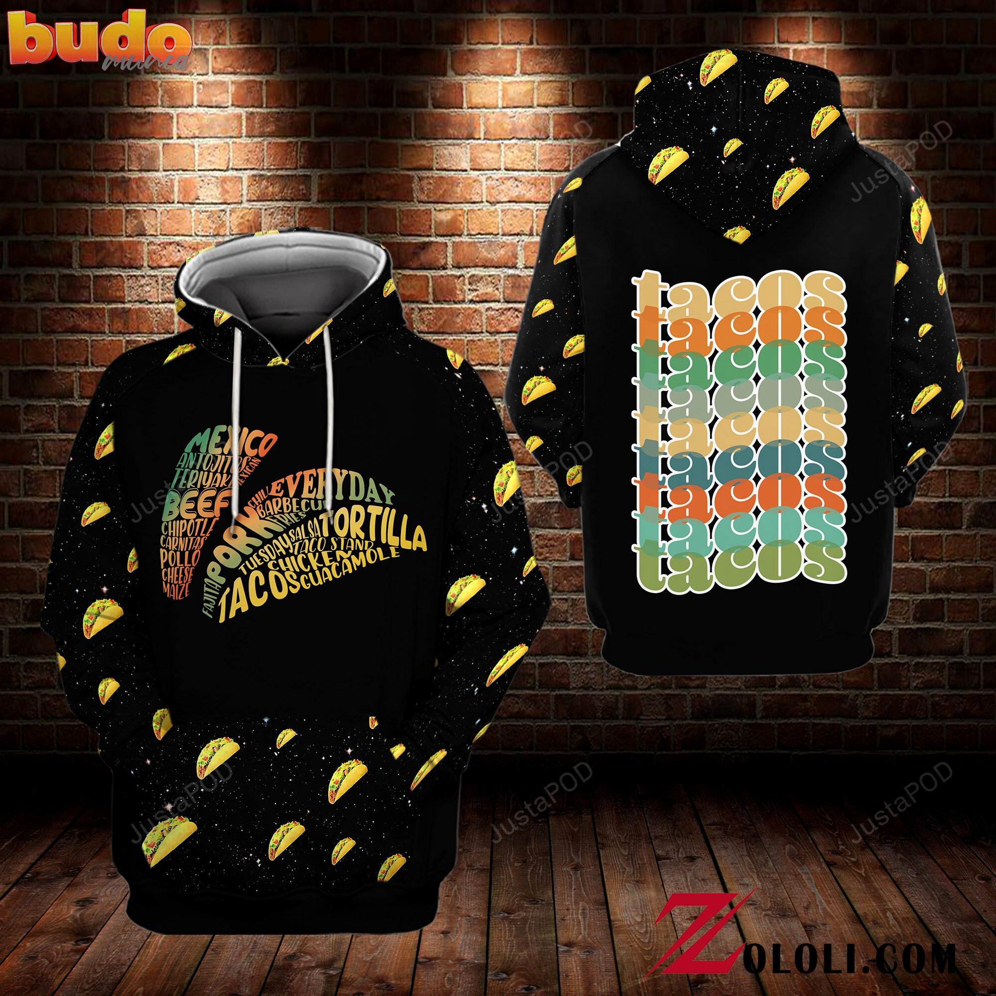 Tacos for every day 3d all print hoodie, zip- up hoodie