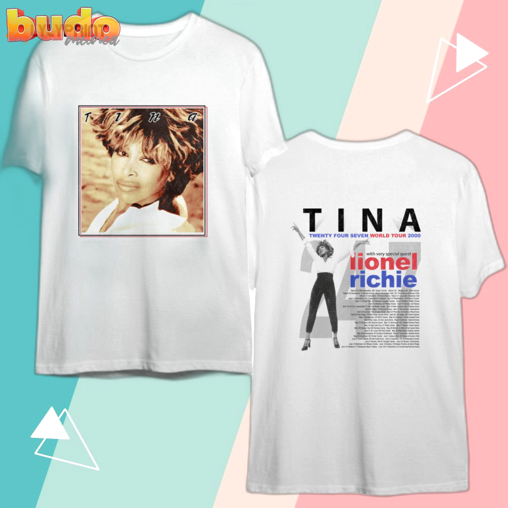 Tina turner 2000 twenty four seven world tour with lionel richie white concert t shirt
