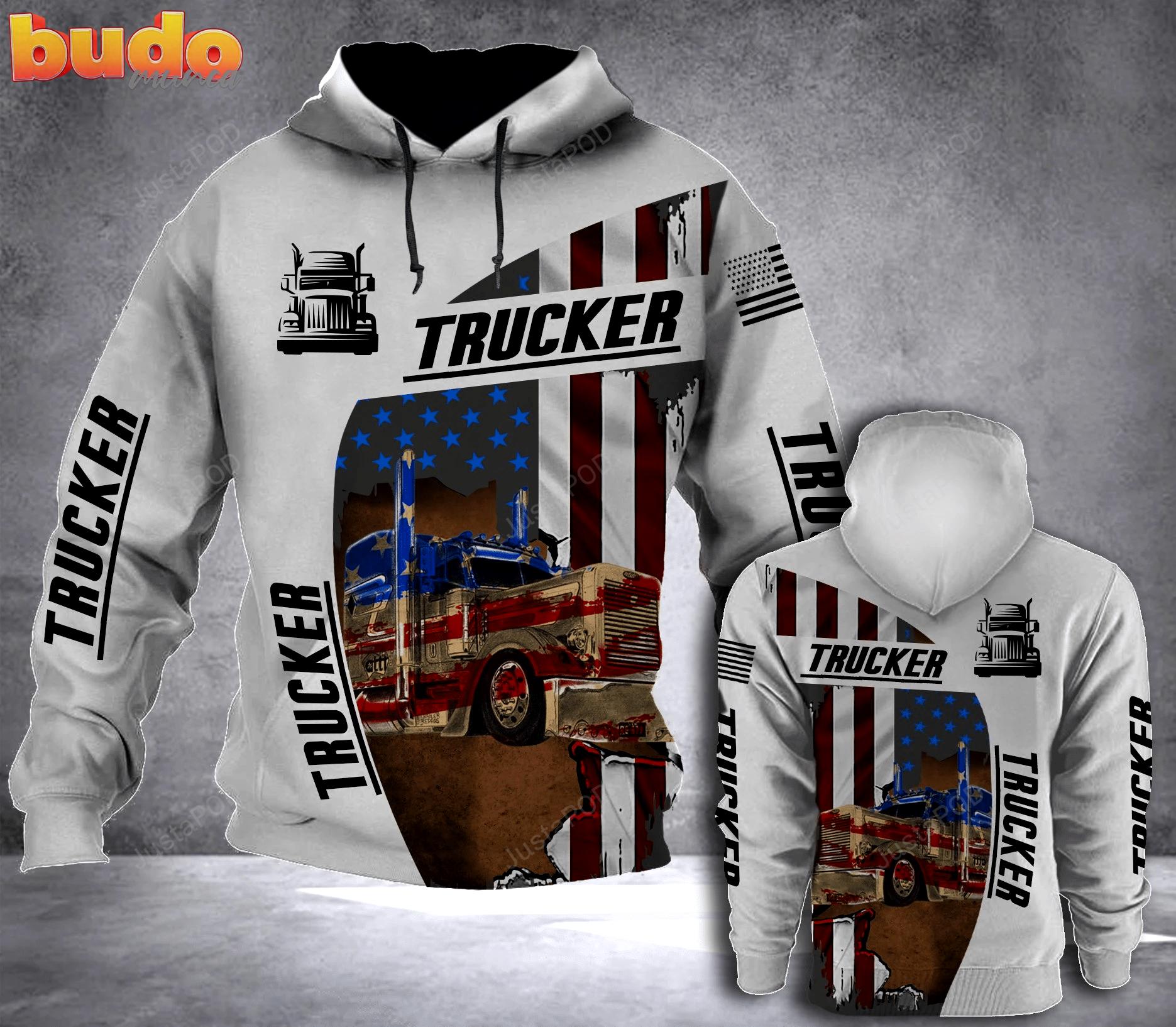 Trucker flag 3d all over printed hoodie, zip- up hoodie